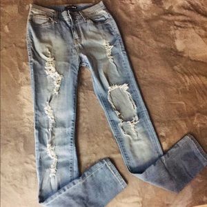 Fashion Nova Light Wash Ripped Skinny Jeans